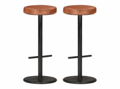 vidaxl Taburetes de barra de cocina 2 uds cuero auténtico marrón