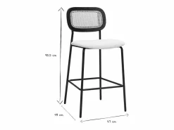 Sale Miliboo Taburetes de diseño en tela efecto terciopelo texturizado , metal negro y mimbre (juego de 2) MIRANDA Beige