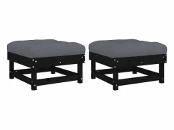 Best Taburetes de jardín con cojines 2 uds madera maciza pino Reposapiés