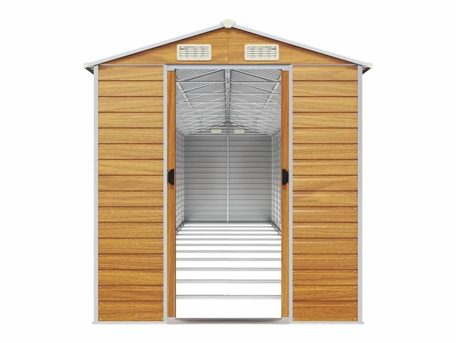 Clearance Tampa Caseta de jardín acero galvanizado marrón claro 191x980x198 cm Caseta De Jardín