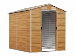 New Tampa Caseta de jardín acero galvanizado marrón claro 191x215x198 cm Caseta De Jardín