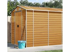 Clearance Tampa Caseta de jardín acero galvanizado marrón claro 191x470x198 cm Caseta De Jardín