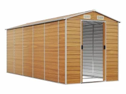Clearance Tampa Caseta de jardín acero galvanizado marrón claro 191x470x198 cm Caseta De Jardín