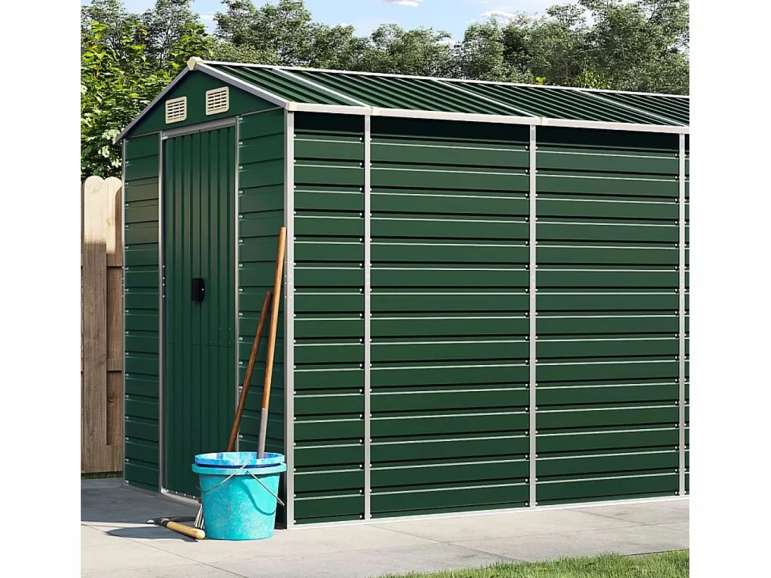 Hot Tampa Cobertizo de jardín acero galvanizado 191x555x198 cm Caseta De Jardín