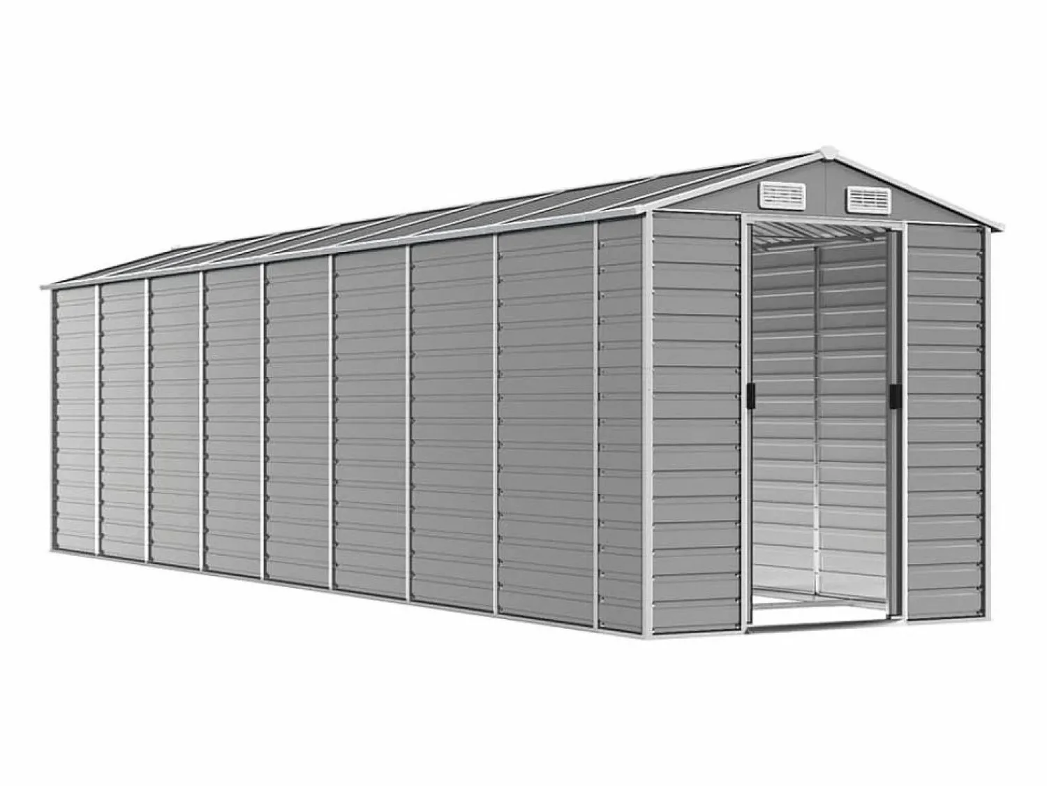 New Tampa Cobertizo de jardín acero galvanizado claro 191x725x198 cm Caseta De Jardín