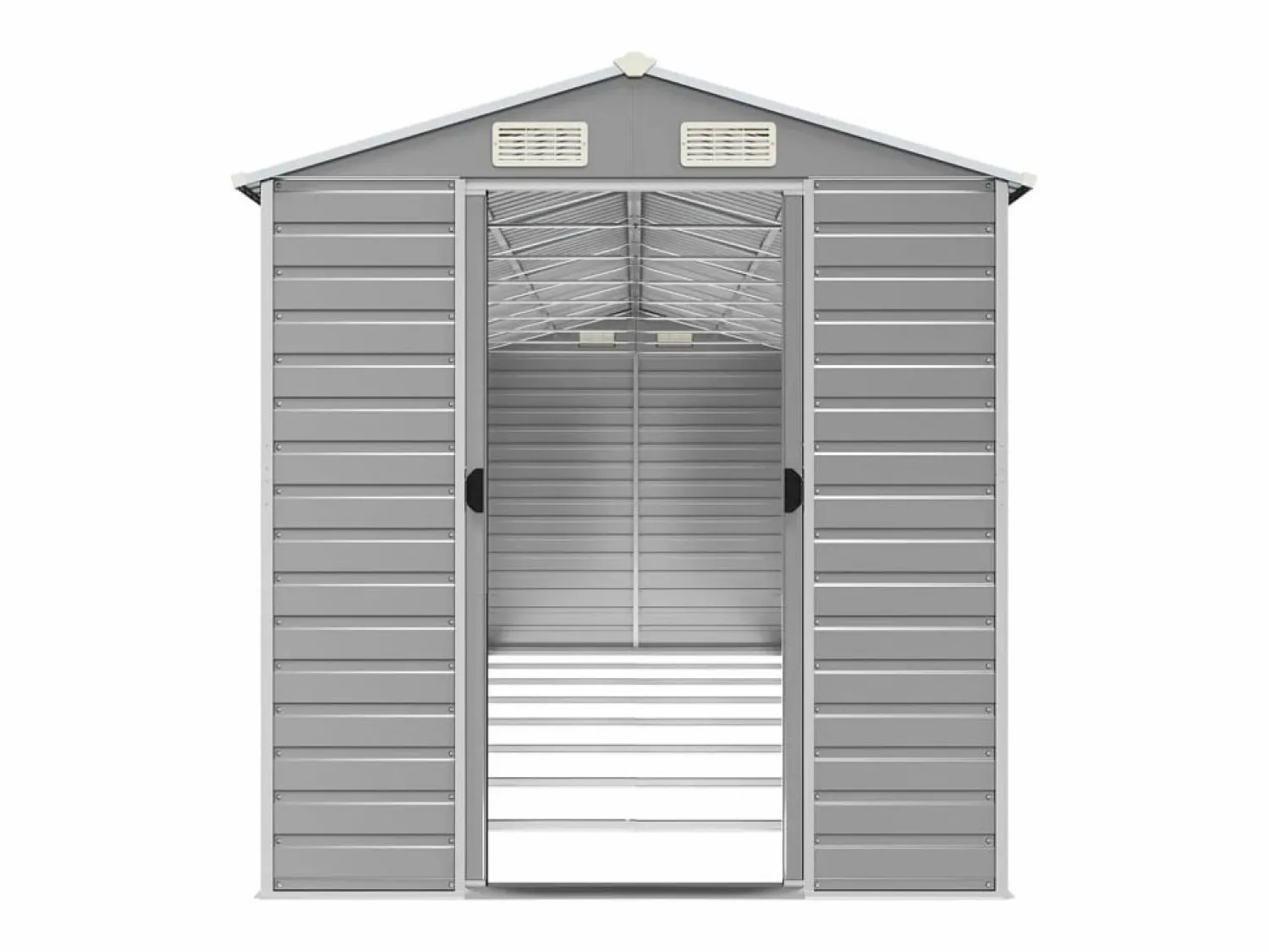 New Tampa Cobertizo de jardín acero galvanizado claro 191x725x198 cm Caseta De Jardín