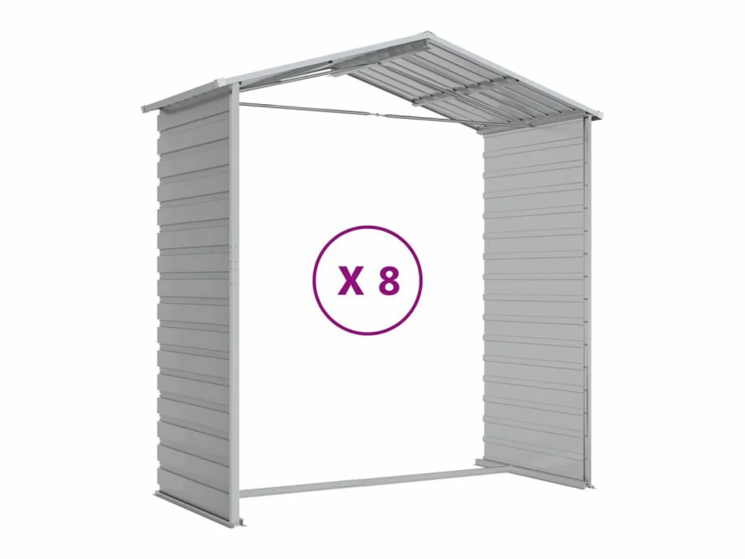New Tampa Cobertizo de jardín acero galvanizado claro 191x725x198 cm Caseta De Jardín