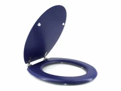 Hot Tapa de WC Dolce de madera moldeada marino con bisagras robustas de acero inoxidable, diseño mate y dimensiones 47x38 cm Tapa De Inodoro
