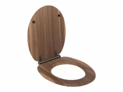 Hot Tapa de WC MDF FSC imitación nogal con cierre suave y bisagras metálicas de grafito cepillado desmontable Multicolor