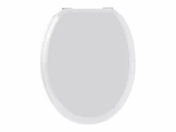 New Tapa de WC Sweet en madera moldeada blanca brillante con bisagras de metal cromado, dimensiones 49x39x6 cm Tapa De Inodoro