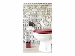 Clearance Tapa WC Dolce Cardinal de Madera Moldeada Rojo con Bisagras de Acero Inoxidable y Acabado Mate Terracota