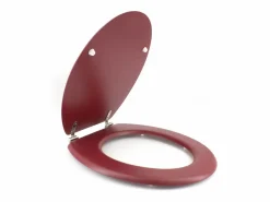 Clearance Tapa WC Dolce Cardinal de Madera Moldeada Rojo con Bisagras de Acero Inoxidable y Acabado Mate Terracota