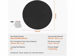 Sale Tapiz de Reemplazo para Trampolín SucceBuy, Marco de 457 cm, 96 Aros en V, Resorte de 18 cm Negro