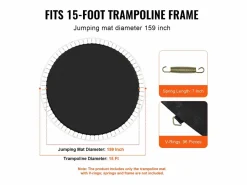 Sale Tapiz de Reemplazo para Trampolín SucceBuy, Marco de 457 cm, 96 Aros en V, Resorte de 18 cm Negro