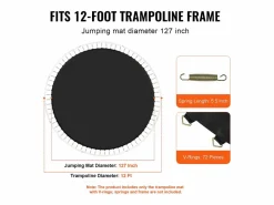 Sale Tapiz de Reemplazo para Trampolín SucceBuy, Marco de 366 cm, 72 Aros en V, Resorte de 14 cm Negro