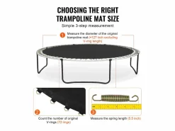 Sale Tapiz de Reemplazo para Trampolín SucceBuy, Marco de 366 cm, 72 Aros en V, Resorte de 14 cm Negro