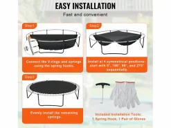 Sale Tapiz de Reemplazo para Trampolín SucceBuy, Marco de 366 cm, 72 Aros en V, Resorte de 14 cm Negro