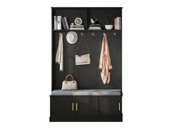 Clearance Merax Taquilla - 120 x 40 x 191 cm - con banco zapatero + armario + 6 ganchos triples - aglomerado - Negro