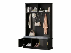 Clearance Merax Taquilla - 120 x 40 x 191 cm - con banco zapatero + armario + 6 ganchos triples - aglomerado - Negro