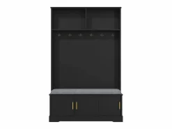 Clearance Merax Taquilla - 120 x 40 x 191 cm - con banco zapatero + armario + 6 ganchos triples - aglomerado - Negro