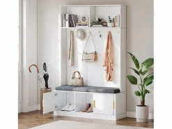 Clearance Taquilla - 120 x 40 x 191 cm - con banco zapatero + armario + 6 ganchos triples - aglomerado - Armario De Entrada