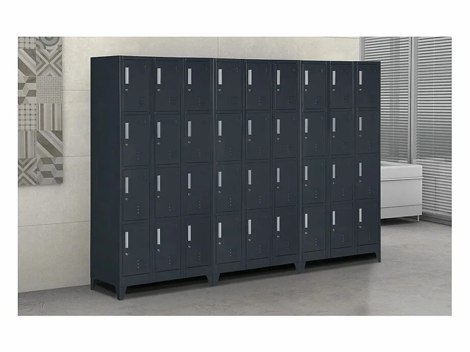 Taquillas con 12 compartimentos metálicos 90x45 H190 para vestuario con cerradura Krakatoa