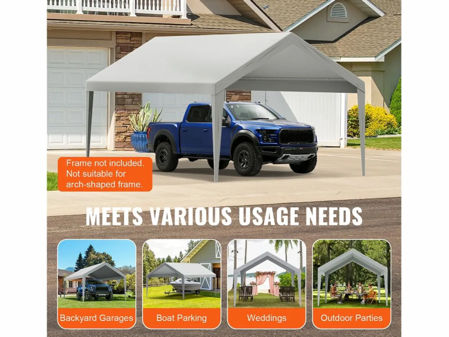 Hot Tejido de Avent SucceBuy de Repuesto para Abri D'Automóvil, 366 x 610 cm, , Lona Resistente para Cobertizo de Garaje, Impermeable y con Protección UV Cochera