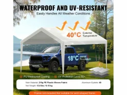 Clearance Tejido de Avent SucceBuy de Repuesto para Abri D'Automóvil, 305 x 610 cm, , Lona Resistente para Cobertizo de Garaje, Impermeable y con Protección UV Blanco