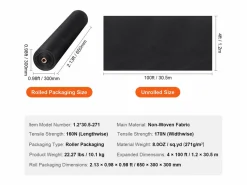 Sale Tela Geotextil No Tejida SucceBuy de 4 x 100 Pies y 8 oz, Barrera Contra Malezas para Cubrir el Suelo Negro