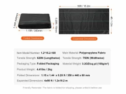 Clearance Tela protectora contra malezas SucceBuy de 1,2 x 15,2 m, resistente, de polipropileno tejido, 110 V, para jardín Negro