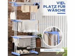 New Tendedero de torre de 4 niveles, acero, , extensible con ruedas, para uso interior y exterior (73x64x177 cm) Perchero