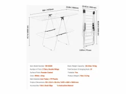 Tendedero Plegable SucceBuy, Tendedero de Pie de 2 Niveles, con Pinzas para Calcetines y 31 Barras de Secado, de Metal, Altura Ajustable, Blanco