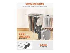 Sale Tendedero Plegable SucceBuy, Tendedero de Pie de 2 Niveles, con Pinzas para Calcetines y 21 Barras de Secado, de Metal, Regulable en Altura, Blanco Multicolor