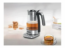 Tetera eléctrica Muse MS-320T 1,2L acero inoxidable con infusor, control de temperatura 80-100°C, apagado automático y función mantener caliente