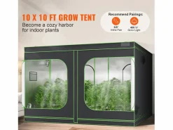 New Tienda de Cultivo SucceBuy Armario de Cultivo de 305 x 305 x 203 cm para Cultivo Hidropónico en Interior, con Ventana, Puerta y Bandeja Invernadero De Jardín