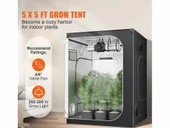 Tienda de Cultivo SucceBuy 152x152x203 cm, Tienda Hidroponia Interior con Ventana, Puerta y Plataforma