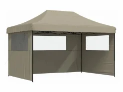 Tienda de fiesta plegable Pop-Up con 3 paredes laterales taupe ES479435