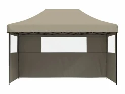 Tienda de fiesta plegable Pop-Up con 3 paredes laterales taupe ES479435