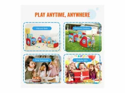 Clearance Tienda de Juego 5 en 1 para Niños SucceBuy con Túnel, Canasta de Baloncesto para Bebés, Varones y Niñas