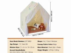 Outlet Tienda de Juego para Niños SucceBuy, 1 a 5 Años, Yurta, con Alfombra y Lámpara