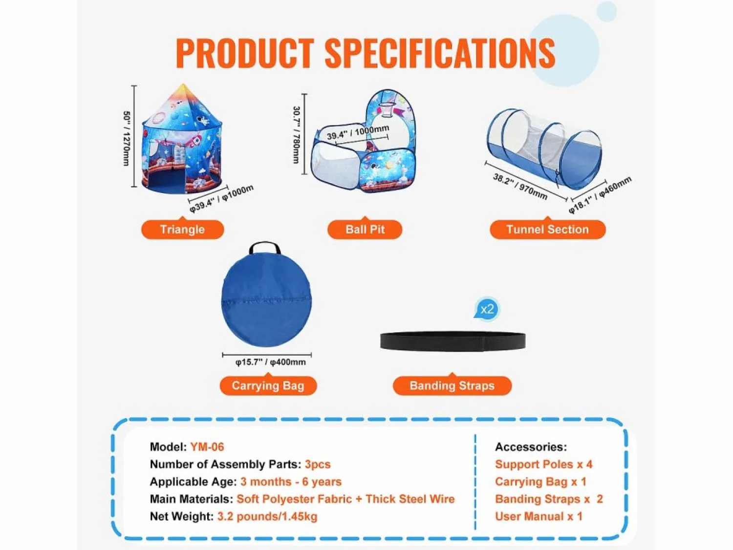 Tienda de Juego y Túnel SucceBuy Blue Rocket para Niños, Regalo para los Bebés Varones y Niñas