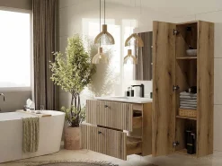 TOPESHOP TIGO - mueble para lavabo roble con frente acanalado