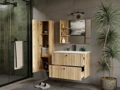 TOPESHOP TIGO - mueble para lavabo roble con frente acanalado