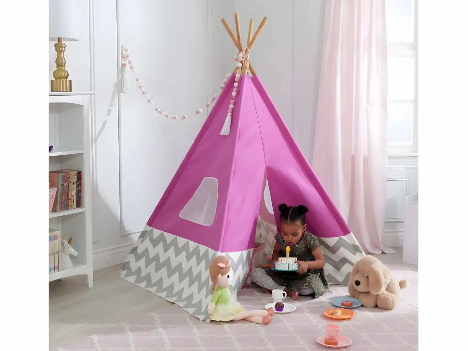 Online Kidkraft Tipi infantil de lona y bambú - Rosa