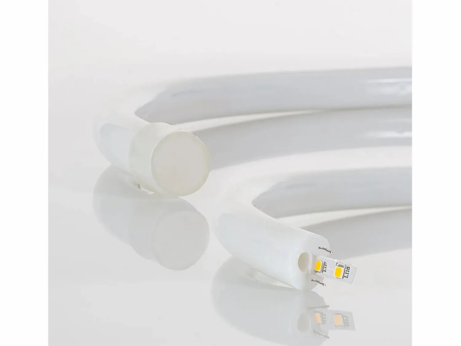 Sale Ledkia Tira LED Neón Regulable 220V Amarillo Circular 360 9W/m Corte 100cm IP67 a Medida 10 m Blanco