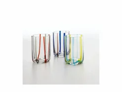 Discount Tirache Zafferano Vaso en Vidrio Borosilicato Bicolor Rojo-Gris Caja de 6 Piezas Amarillo