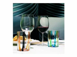 Best Tirache Zafferano Vaso en Vidrio Borosilicato Bicolor -Naranja Caja de 6 Piezas Negro