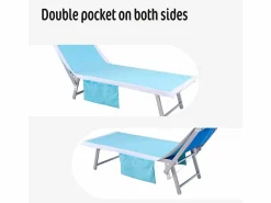Sale Beach & Garden Toalla de micrifibra para tumbona de playa y piscina con 2 bolsillos - Azul