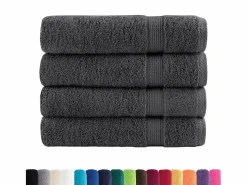 Discount Toallas de baño 4 uds 100% algodón antracita 100x150 cm 600 gsm ES649500 Gris antracita