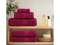 Sale Toallas de baño 10 uds 100% algodón burdeos 100x150 cm 600 gsm ES522569 Rojo